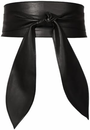 1 Piece Womens Faux Leather PU Obi Sash Belt Wide Self Tie Wrap Around Waist Strap Waistband Cinch for Dress Shirt
