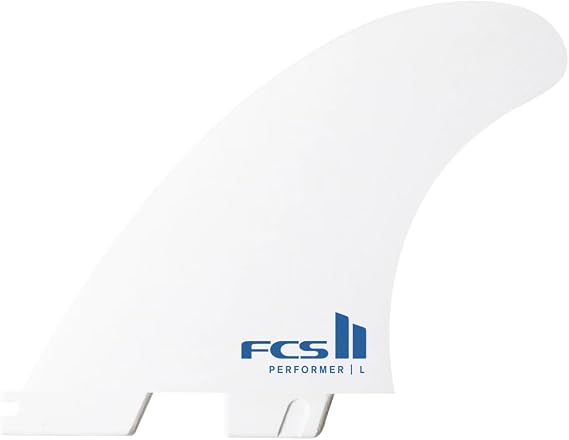 FCS II Performer White Edition Thruster Fin Set Performance Core (PC) Tri Surf Fins, II System, All-Round Speed & Response (Medium/Large)