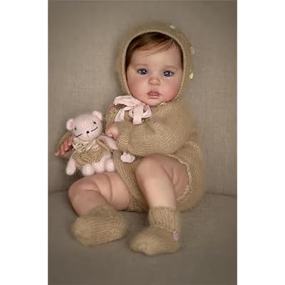 Zero Pam 20 inch Lifelike Reborn Baby Dolls Girl Eyes Open Silicone Newborn Doll with Realistic Veins Rooted Brown Hair Soft Cuddle Cloth Body Real Babies that Look Real Toys for Kids
