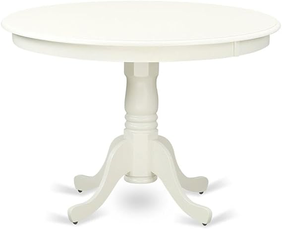 East West Furniture HLT-LWH-TP Hartland Modern Kitchen Table - a Round Dining Table Top with Pedestal Base, 42x42 Inch, Linen White