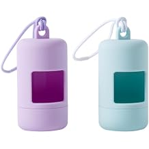 Dog Poop Bag Holder for Leash,2Pack Dogs Waste Bag Dispenser with Elastic Loop Protable Lightweight Plastic Holders for Pet Doggy,Light Blue and Purple