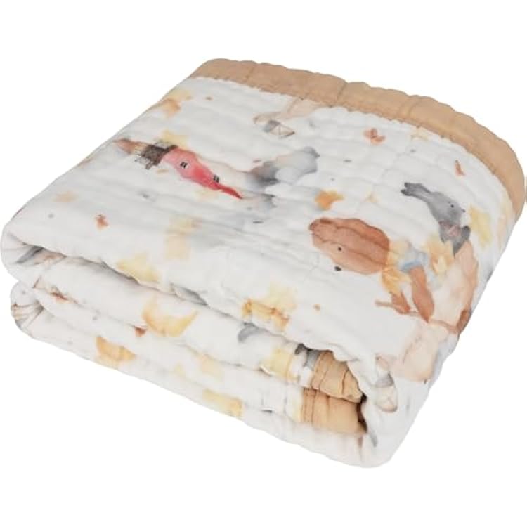 Organic Cotton Muslin Baby Blanket for Boys and Girls - Luxurious Soft Toddler Quilt for Swaddling - Gender Neutral Blanket - Baby and Toddler Gift - Dream Big