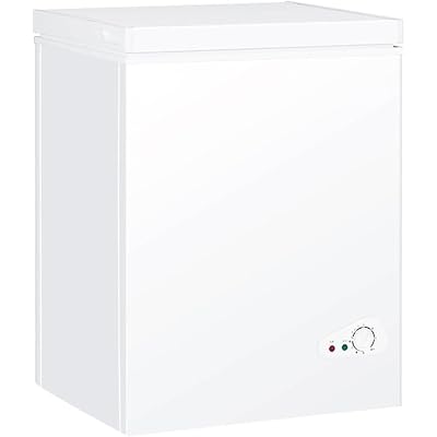 Compact Chest Freezer, 3.5 Cu.Ft. Deep Freezer with Dividers and Basket, Manual Temperature Control, for Home Use, White