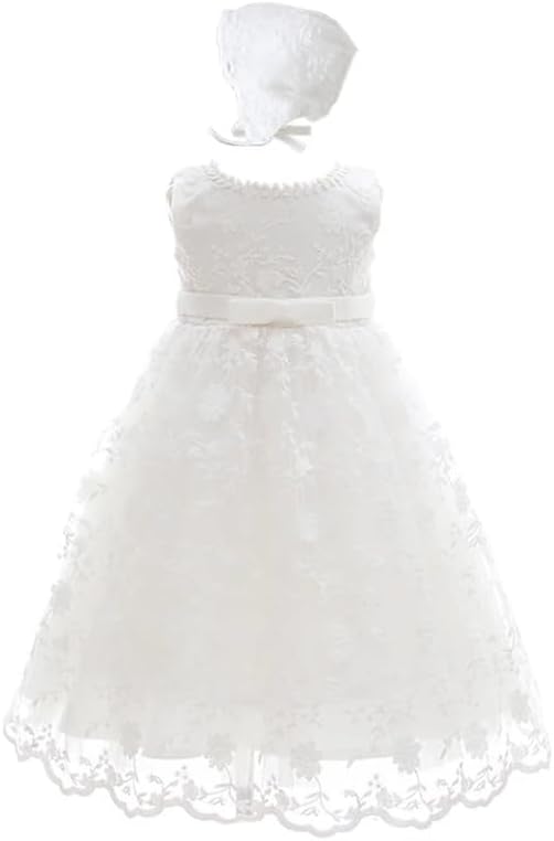 Baby Long Christening Gowns White Baptism Dress Special Occasion Dresses for Girls Birthday