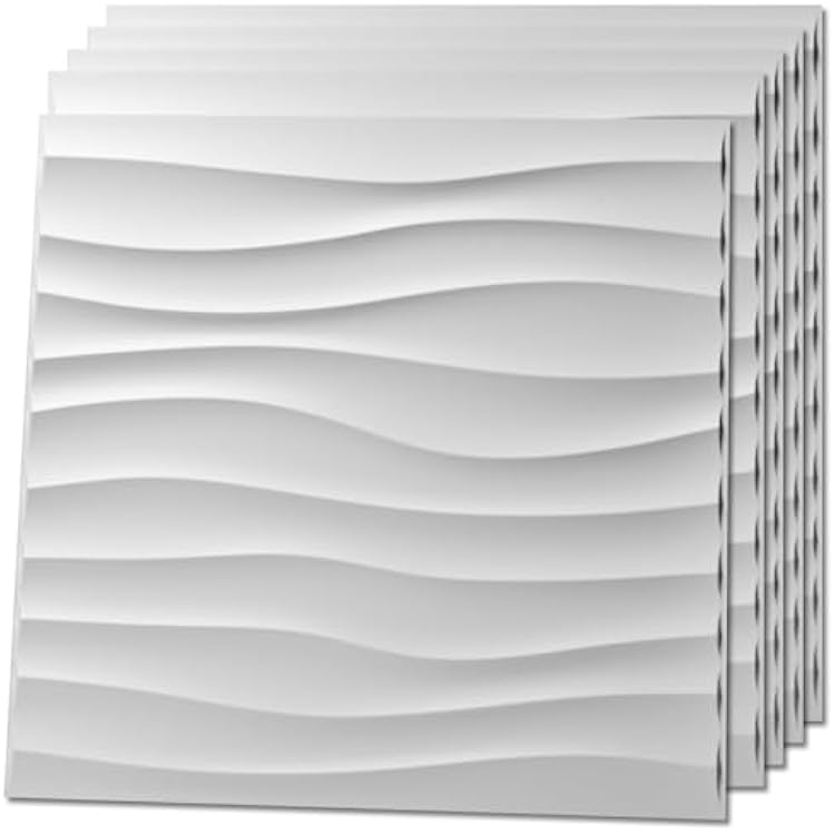 Art3d 12 Pack 3D Wave Design Wall panels 19.7x19.7 PVC Panel for Interior Wall Decor Living Room, Office, TV Background, White