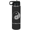 LaserGram Personalized Water Bottle, Yin Yang, Stainless Steel Double Wall Vacuum Insulated with Flip Top Straw, Custom Engraved Gift (20oz / 590ml Black)