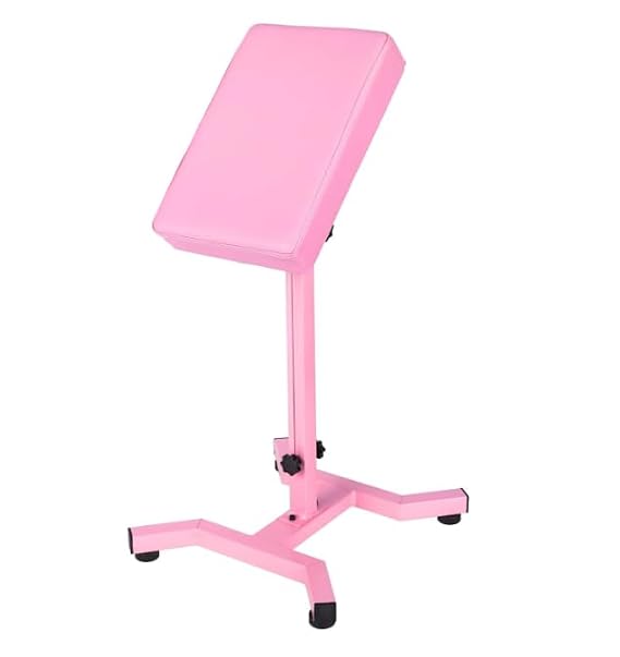 Tattoo Armrest Stand and Legrest, 26"-40" Adjustable Height Tattoo Arm Rest with Thickened Sponge and PVC Leather for Tattoo Studio Tattoo Supply, Black (PINK)