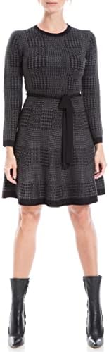 Max Studio Womens Max Studio Womens Knit Jacquard A-line Bodycon Swing Style Sweater Dress with Belt