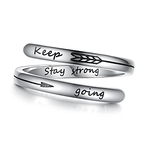 APOTIE Sterling Silver Inspirational Adjustable Rings Birthday Graduation Jewelry Gifts for Women