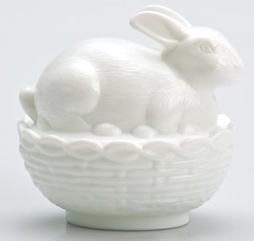 Bunny - Covered Easter Rabbit Dish - American Made - Mosser Glass USA (Milk)