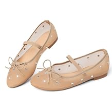 Eteridrey Mesh Ballet Flats Shoes Round Toe Flats for Women Elastic Strap Ballerina Flats Glitter Rhinestone Mary Jane Flats Slip On Bow Wedding Dress Shoes Comfortable Casual Office Walking Shoes