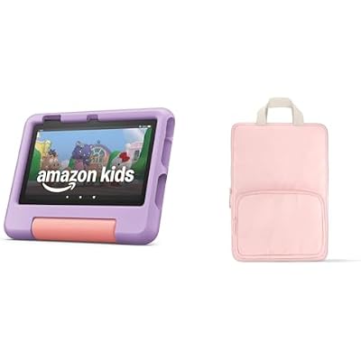 Amazon Fire 7 Kids Tablet Sleeve Bundle Bundle includes Amazon Fire 7 Kids tablet, 16GB, Purple & Pink Carrying Case