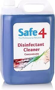Safe4 Professional Disinfectant Concentrate - Enhanced Formulation,UK Manufactured,for Effective Virus & Bacteria Protection in Professional & Animal Care Settings (5L, Freshmint)