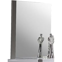 MILAN Valencia Gloss White & Gray Bedroom Accent Mirror