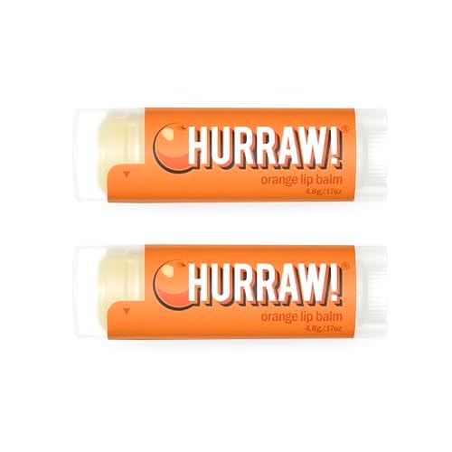 Hurraw! Orange Lip Balm, 2 Pack: Organic, Certified Vegan, Cruelty and Gluten Free. Non-GMO, 100% Natural Ingredients. Bee, Shea, Soy and Palm Free. Made in USA