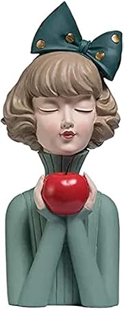 Resin Girl Statue Modern Girl Figurine Girl Sculpture Girls Shape Model for Living Room Table Decoration Office Desk Decoration Ornament - Apple Girl Green