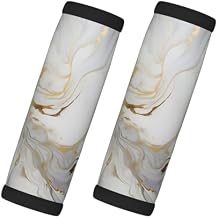 White Golden Marble Print Luggage Handle Wraps for Suitcase Luggage Identifiers Soft Handle Grips Covers for Travel Accessories, 2 Pack