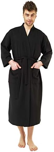 Turquaz 100% Turkish Cotton White Waffle Kimono Unisex Spa Robe
