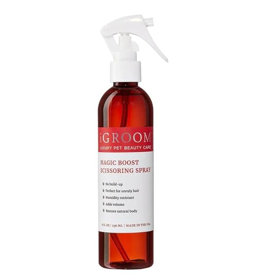 iGroom Magic Boost Dog Scissoring Spray, Luxury Pet Beauty Care, Adds Volume, Restores Natural Body, Made in USA, 8 oz