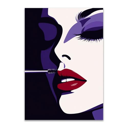 ZhongXinArt Canvas Wall Art Abstract Girl Art Poster Feminine Home Art Wall Decor,for Bathroom Decor Living Room Bedroom Bar, CorridorPurple;-60x90cm24x35in Unframed