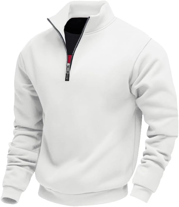 Mens Quarter Zipper Sweatshirts with Stand Collar Long Sleeve Fleece Casual Fall Warm Zip Up Pullover Sweatshirt