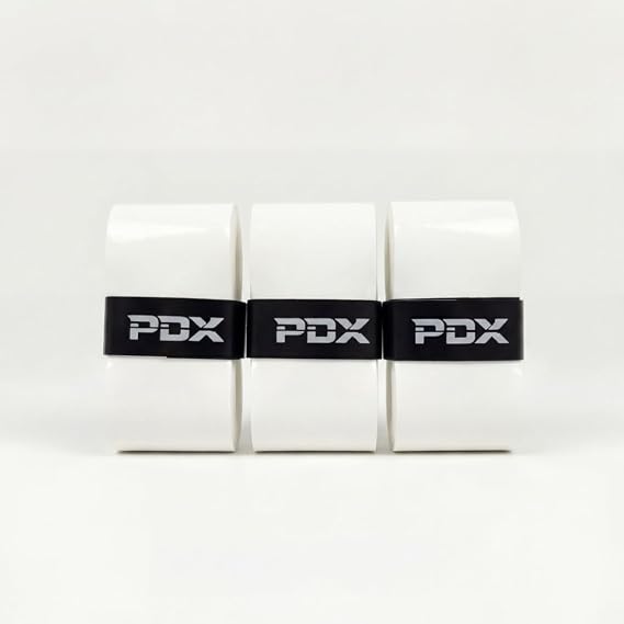 PDX Padel Overgrip 3 Pack White – 110cm Extended Length Grip Tape with Medium Tacky Feel, Moisture Wicking and Shock Absorption Overgrips for Padel Racket, Tennis and Badminton