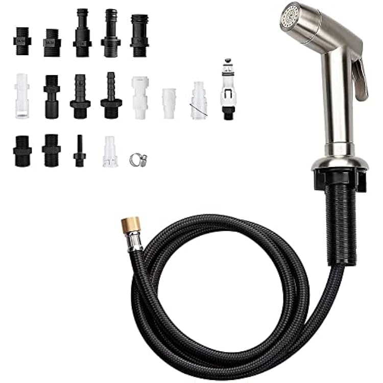 Houtingmaan Kitchen Sink Sprayer,Dual Function Kitchen Side Sprayer with Adjustable Flow Controller,Kitchen Sprayer Head Replacement Brushed Nickel,Side Sprayer for Kitchen Sink with Hose and Holder