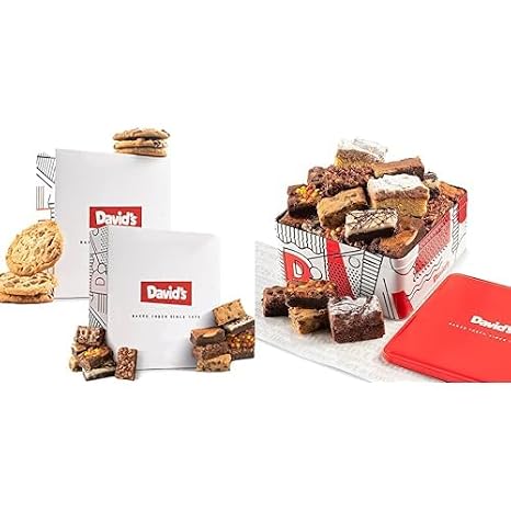 Doubly Delicious Dessert Bundle: Assorted Cookies & Brownies in Carton Box 2 Pack with Assorted Brownies & Crumb Cake Gift Tin