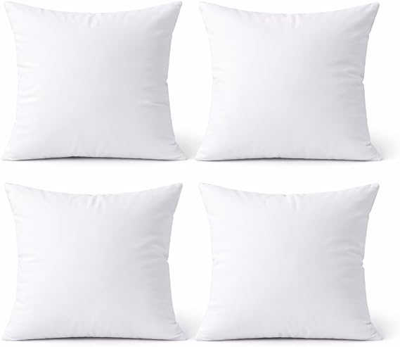 Premium 16 x 16 inches Throw Pillow Inserts, Set of 4 Hypoallergenic Square Form Decorative Pillows for Couch