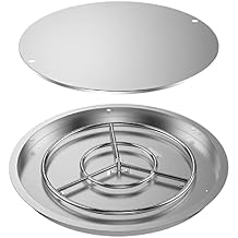Skyflame 31 x 31 Round Stainless Steel DIY Drop-in Firepit System Assembly Set, Including Fire Pit Pan Fire Bowl with Burner Ring and Protective Cover