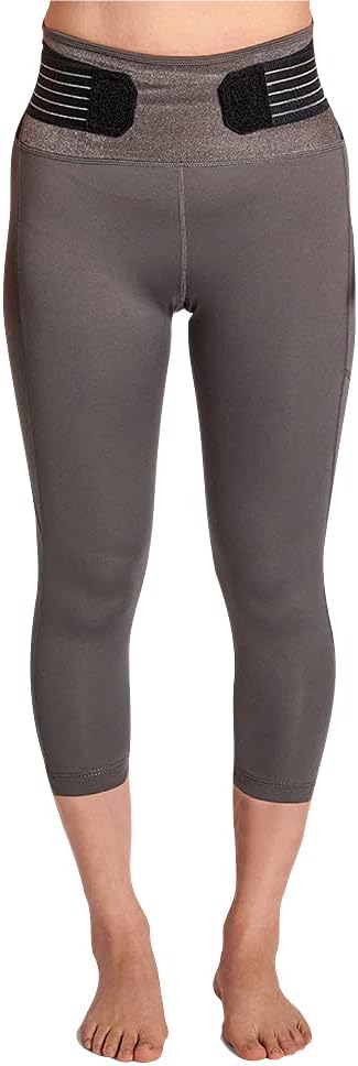 Tommie Copper Womens Pro-Grade Lower Back Support Compression Leggings Capris with Pocket & Adjustable Straps