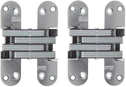 SOSS 218US26D Mortise Mount Invisible Hinge with 8 Holes, Zinc, Satin Chrome Finish, 4-5/8" Leaf Height, 1-1/8" Leaf Width, 1-41/64" Leaf Thickness, 10 x 1-1/2" Screw Size (2)