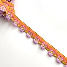 Floral Jacquard Webbing Ribbon, 7/8" Width, 3 Yards/Pack, Multi Colorway, Includes Spool (Mustard/Purple)