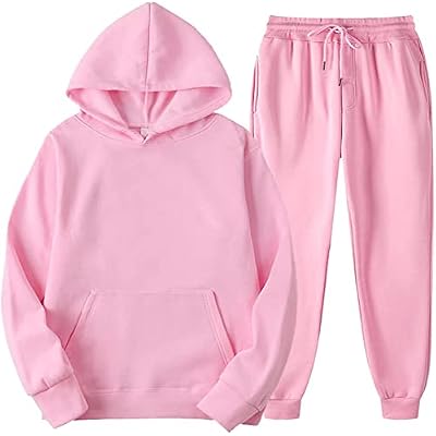 Two Piece Outfits Women and Men Plus Size Hoodies Sweatshirt 2PC Tracksuit with Jogger Sweatpants Basic Sweatsuit Sets