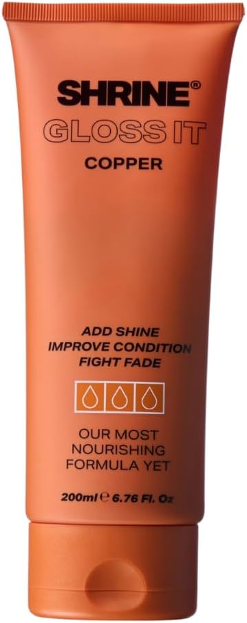 Shrine GLOSS IT Colour Depositing Hair Mask COPPER | High-shine gloss treatment | Enhances warm copper & auburn tones | Vibrant colour payoff | Vegan & Cruelty Free | Improves condition | 200ml