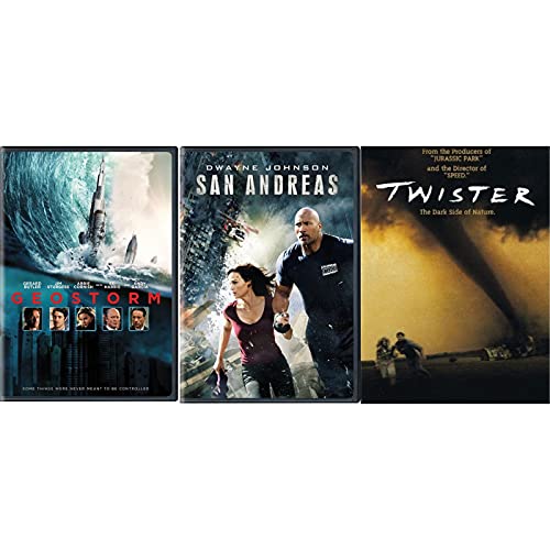 Geostorm  San Andreas  Twister DVD Movie Dwayne The Rock Johnson Helen Hunt Bill Paxton Carla Gugino Gerard Butler Jim Sturgess Abbie Cornish Jami Gertz Tornado Movies Storm Chaser Geo Disaster