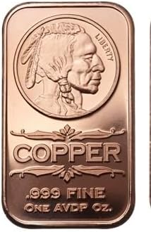 1 oz copper bar Indian Head/wings coin