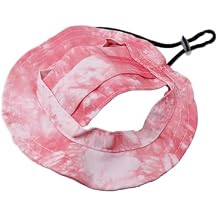 Pet Sun Hat, Adjustable Rope Buckle Exposed Ear Pet Fisherman Hat for Puppies, Cats, Small Dog and Similar Size Pets (Pink, M)