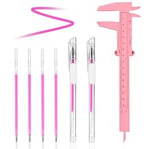 Eyebrow Microblading Marker Pen, 2 Pcs Brow Mapping Pens with with 4 Replacement Refills and 1 Ruler, Makeup Tattoo Skin Marker Pen, Brow Lamination Supplies for Eyebrow Lip Skin(Pink)