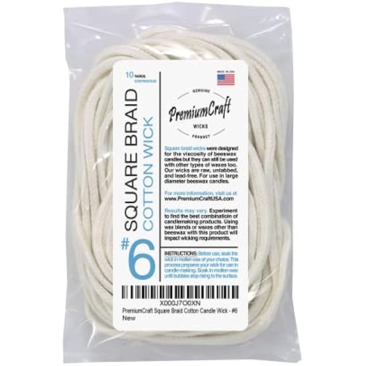 Square Braid Cotton Candle Wick - #6