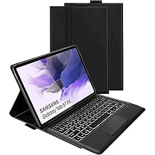 SaharaCase Protection Bluetooth Keyboard Case with TrackPad for Samsung Galaxy Tab S8 Plus (2022) and S7 FE (2021) [Shockproof Bumper] Heavy Duty Rugged Protection Integrated Kickstand - Black