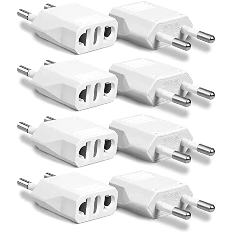 8 Pack US to European Plug Adapter, Type C European Travel Plug Adapter, 220V to 110V Adapter Plug America to Europe, Wall Plug Power Converter for Europe, White