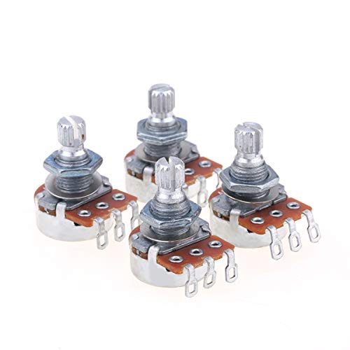 Alpha Mini Metric Size A500K Guitar Pots Audio Taper Split Shaft Potentiometers for Electric GuitarBass Set of 4