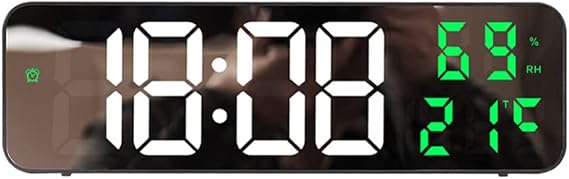 Gigicloud LED Wall Clock - 3 Level Dimmer Brightness Digital Clock With Temperature, Humidity, and Alarm for Bedroom, Office