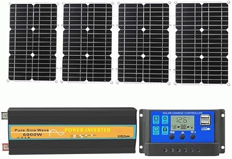 6000W Complete Solar Inverter Kit - 12V/24V/48V/60V to 220V with 100W Folding Solar Panel & 30A Controller - Ideal Home Off-Grid Power System