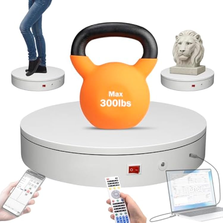 Programmable Motorized Electric Turntable Command-Controlled Rotating Platform Photography Turntable Secondary Development Motorized Electric Lazy Susan for 3D Scaner or Display with USBWi-Fi