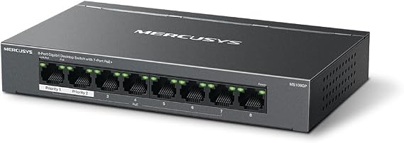 Mercusys MS108GP, 8-Port Gigabit Desktop Switch with 7-Port PoE+