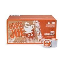Basic Joe 80-Count 100% Arabica Light Roast Single Serve Coffee Pods for K-Cup Keurig Brewers