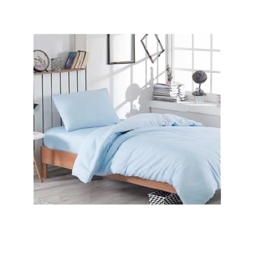 MER-TİM Mer-Tim Cotton Ranforce Single Person Tireless 160x240 Sheet Set - Light Blue
