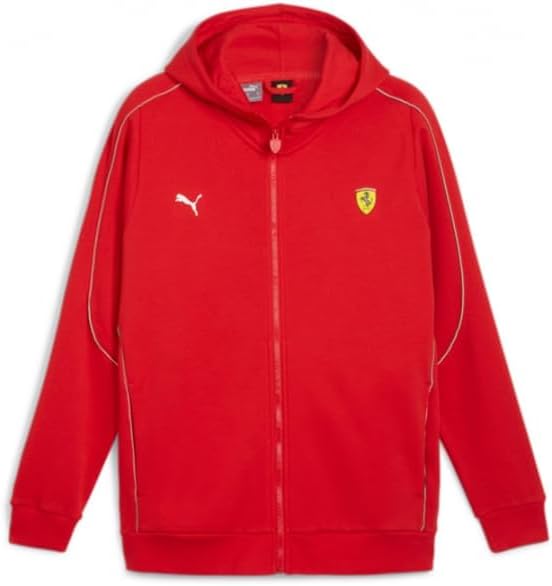 PUMA Mens Scuderia Ferrari Race Hooded Sweat Jacket Athletic Outerwear Casual - Red - Size M